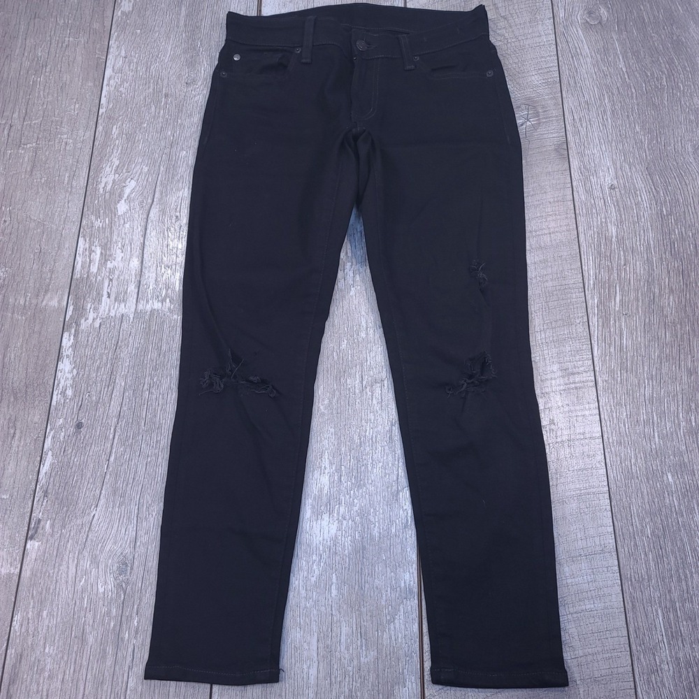 Denim & Supply Ralph Lauren Jeans Womens 27 Black Crop Skinny Distressed